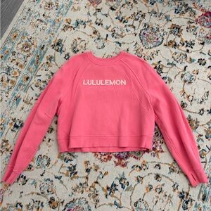 lululemon athletica Pink Cropped Crew Sweatshirt with Logo